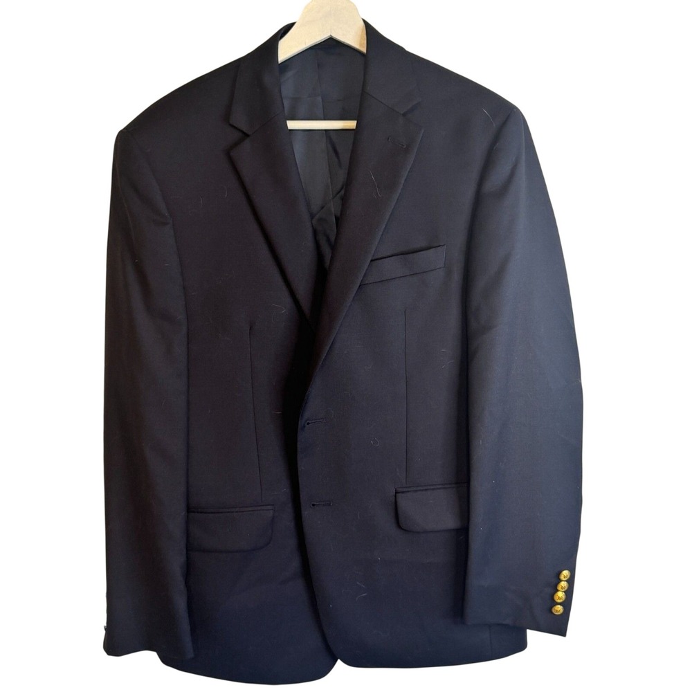 Lauren Ralph Lauren Blazer Gold Crest Buttons 40R Navy Blue Mens Sport‎ Coat